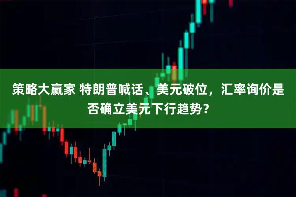 策略大赢家 特朗普喊话、美元破位，汇率询价是否确立美元下行趋势？